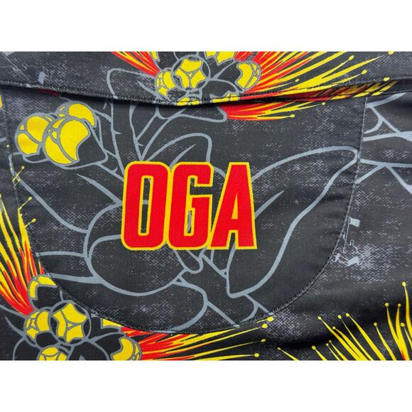 Oahu Golf Apparel Men's Short Sleeve Black Floral Golf Polo Shirt - Size XL - Picture 3 of 5